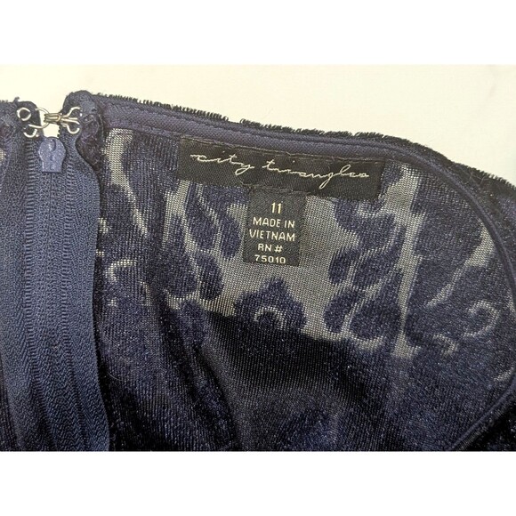 City Triangles Dress Large Blue Velvet Burnout Y2K - Picture 2 of 9